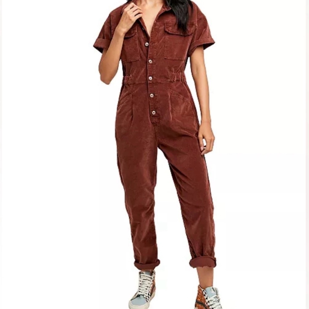 NWT Free People Marci Brown Corduroy Jumpsuit XS